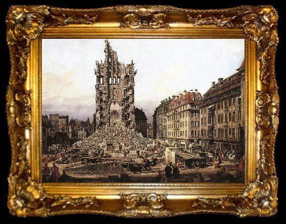 framed  Bernardo Bellotto The Ruins of the Old Kreuzkirche in Dresden, ta009-2
